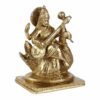 Brass Goddess Saraswati Statue Sitting on Swan, Educational Idol for Study, Spiritual Puja Murti