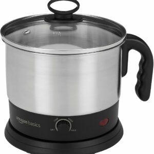 Amazon Basics Electric Multipurpose Kettle (1.2 Litres) for boiling Water, Eggs, Milk and making Tea, Coffee, Soup| Stainless Steel body with Automatic Shut-off