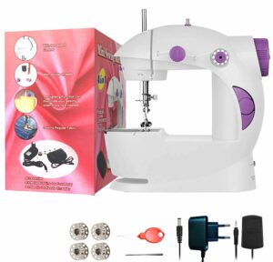 CATIVE Mini Sewing Machine Tailoring Machine | Hand Sewing Machine with extension table, foot pedal, adapter, White