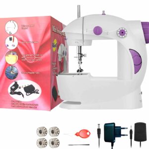 CATIVE Mini Sewing Machine Tailoring Machine | Hand Sewing Machine with extension table, foot pedal, adapter, White