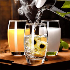 PrimeWorld European Barrel Plain 300 ml Clear Water Glasses Set of 6 pcs - Tall Drinking Glasses for- Water, Juice, Cold Drink, Mojito, Cocktail, Lead-Free, Perfect for Home, Restaurants and Parties