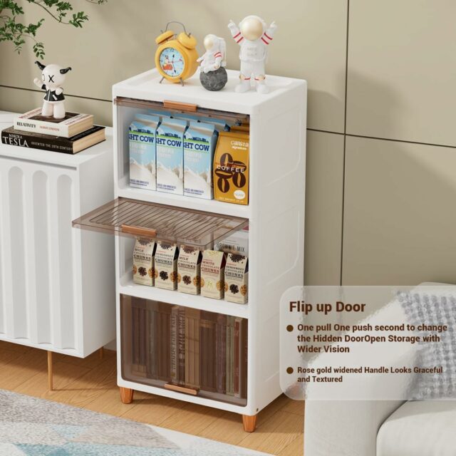 1 Tier Foldable Plastic Cloth Rack for Storage/Kitchen Cupboard/Versatile and Sturdy Wardrobe for Clothes/Storage Organizer/Closet for Bedroom/Living Room/Laundry Room/Study(White)