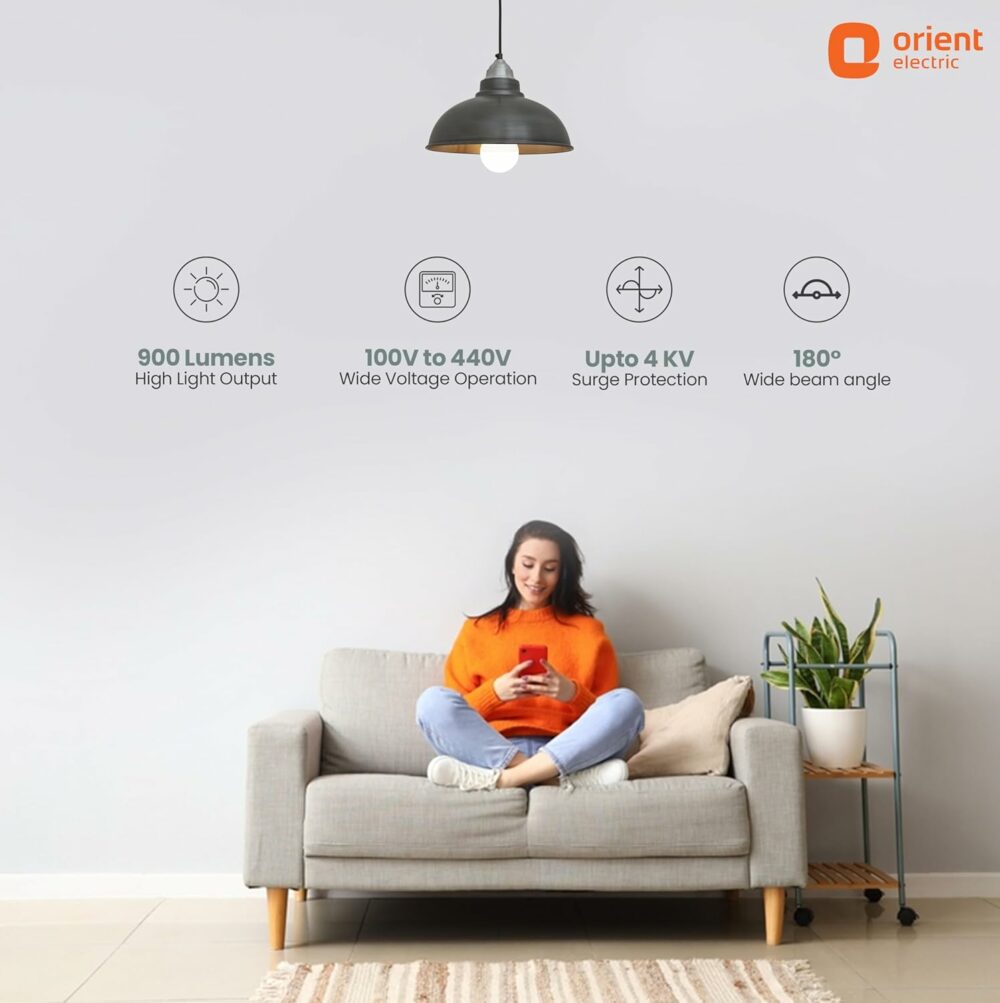 9W High Glow LED bulb| 180-degree wide beam angle| Voltage surge protection up to 4 kV| 6500K, Cool White| B22d base| Made in India| Pack of 2 - Image 4