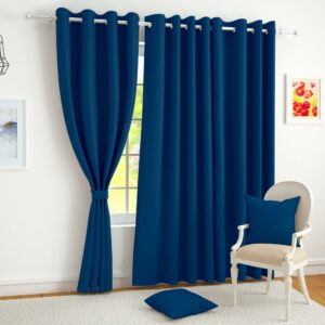 Story@Home Blackout Window Curtains 5 Feet Set of 2 | Plain Printed | 95% Room Darkening | Thermal Insulated Curtains | Curtain for Living Room | (116 x 152 cm, Navy Blue) | Perfect for Home Decor
