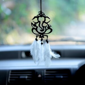 MH VILLA Acrylic Ganesha Hanging, Dream Catcher for Car Mirror, Interior Accessories, Decoration - Ganesha-1Pcs-Dn-1, Black