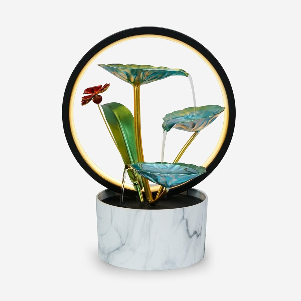 HOME CUBE Water Fountains With Ring Light for Home Decor Tabletop Indoor Desktop Showpiece Fountain for Living Room Bedroom Office Housewarming Gift Meditation Relaxation Zen Water Fountain 21x14x29cm - Image 6