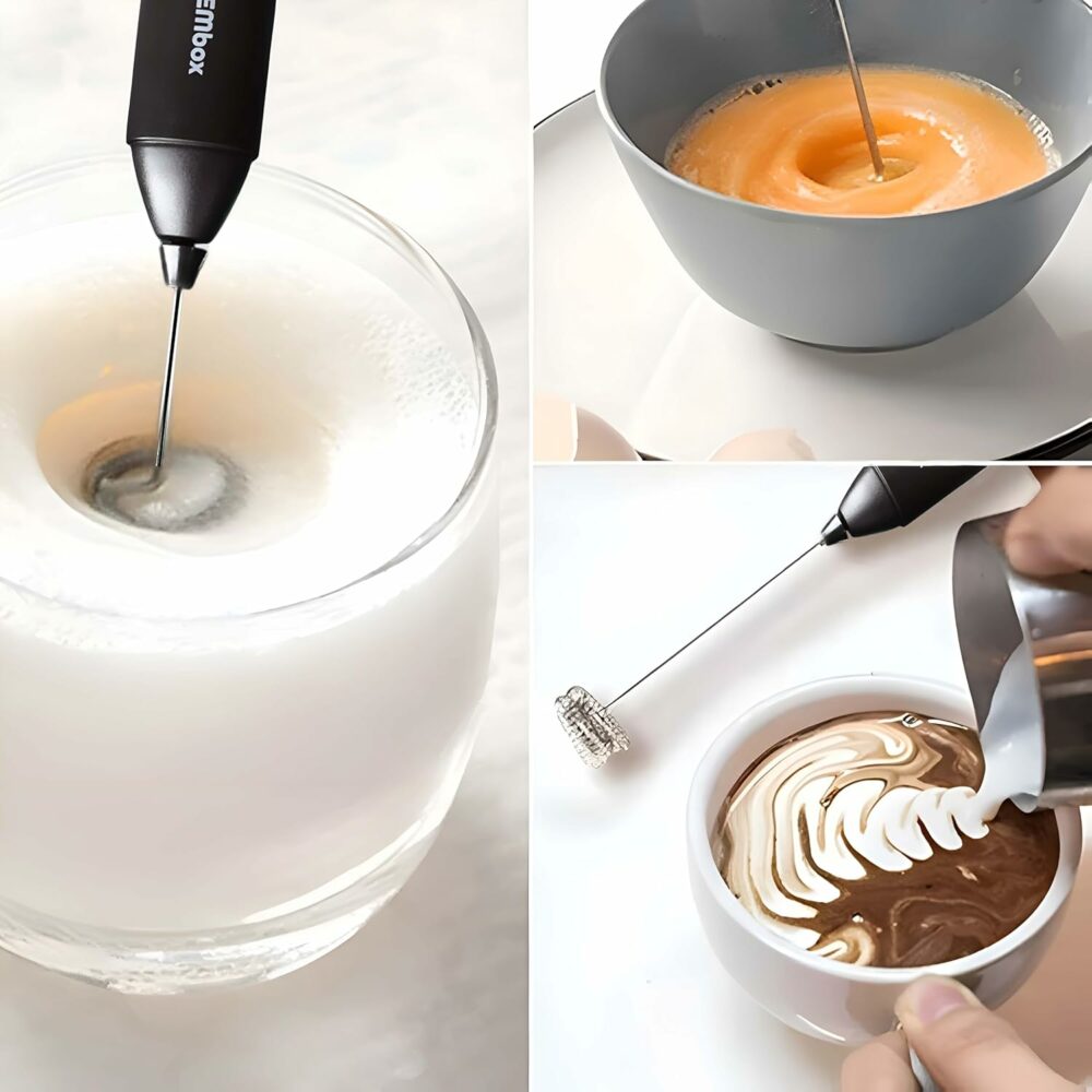 Rechargeable Milk Frother & Coffee Whisker | 3-Speed Electric Frother for Cream, Latte, Cappuccino | Egg Whisker | Stainless Steel | 6 Months Warranty | Black - Image 5