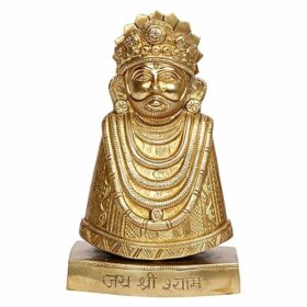 Brass Khatu Shyam Ji Murti Baba Khatu Shyam Height 9 Inch Gold Color Size Medium