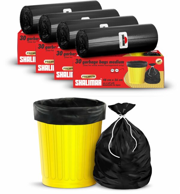 Shalimar Premium (Lavender Fragrance) Scented Garbage Bags Medium Size 19x21 Inches|120 Bags (Pack of 4 Rolls with 30 Bags Each) for Dustbin Bag/Trash Bag (Black) - Perforated Box for Easy Dispensing