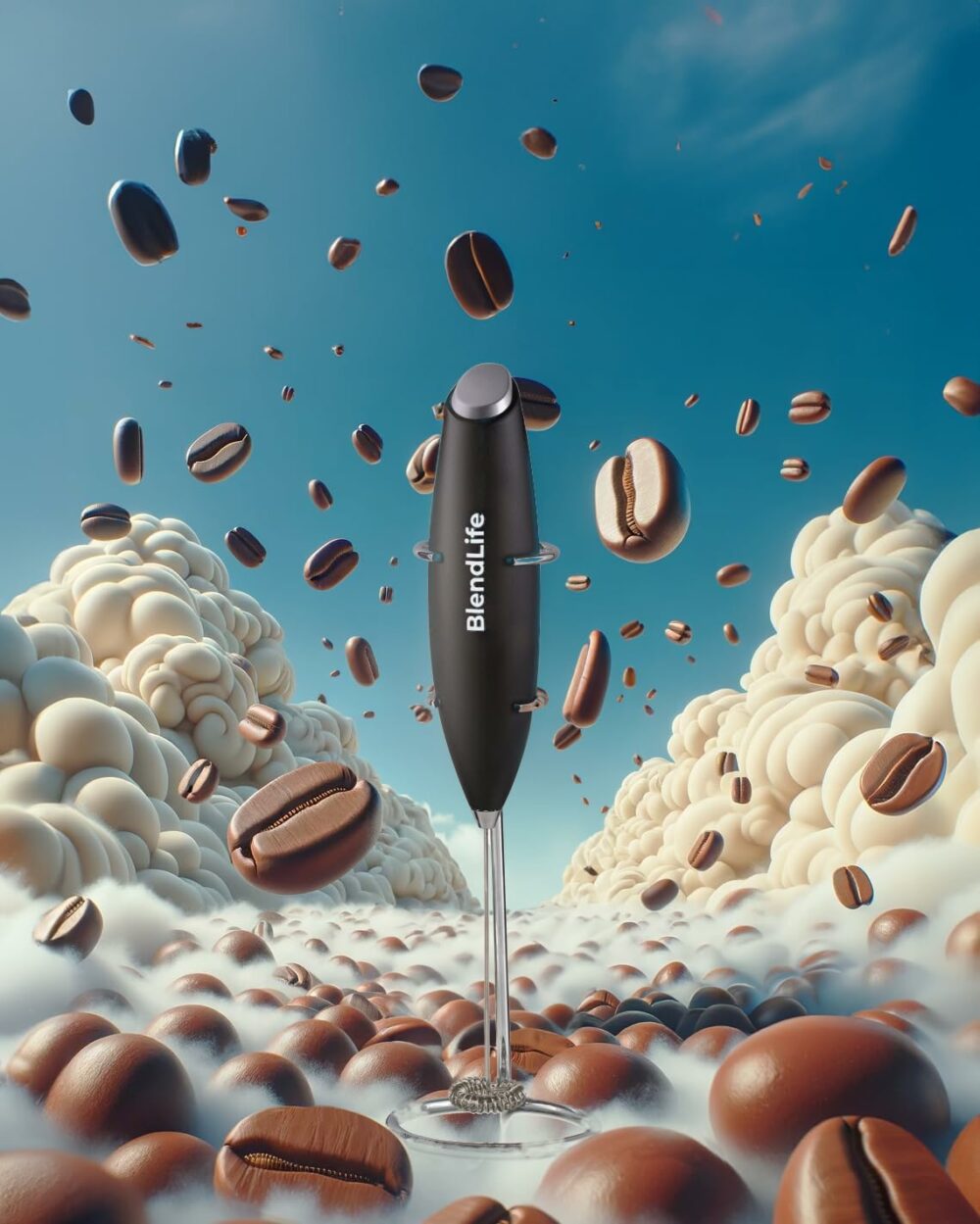Handheld Milk Frother | Battery-Operated Stainless Steel Mixer with Stand | Perfect for Milk, Coffee, Lattes, Cappuccinos, Frappes, Matcha & Hot Chocolate | Versatile Egg Beater | Black - Image 3