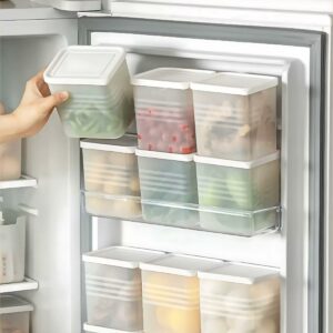 Satpurush Fridge Storage Boxes (Pack of 6) Freezer & Refrigerator Organizer Containers Kitchen Storage Container Set Kitchen Accessories Items for Home 1200 ml Food Storage Box