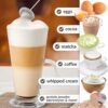 Rechargeable Milk Frother and Coffee Whisker, 3-Speed Electric Frother for Cream, Latte, Cappuccino, Egg Whisker, Stainless Steel, 6 Months Warranty