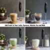 Milk Frother for Coffee, Handheld Battery-Operated Froth Coffee Beater, Electric Portable Foam Maker for Cappuccino, Automatic Hand Stirrer with Stainless Steel Egg Whisker and Stand