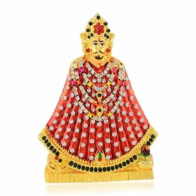 Brass Gold Plated Colourful Ricj Big Size Khatu Shyam ji Hindu Idol Home Decor Stand Puja Item Jewellery (STKL7805)