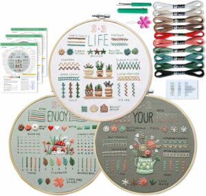 TOVIXY Embroidery Kit For Beginners And Adults - Anchor Stitch And Cross Stitch Embroidery Kit - Embroidery Cloth, Hoops, And Materials - Perfect Stitching And Fabric Kit, Multicolor