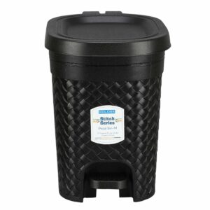 KOLORR Stitch 7 Liters Plastic Pedal Dustbin/Trash Can/Garbage Waste Bin with Lid for Home/Kitchen/Office/Bathroom & Washroom ? Black