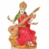 SEVLIYA Traders Marble Dust Saraswati Idol for Home Puja I Veena I Sarasvati Statue I Living Room I Guest Room I Office Table I Showpiece I Gifts I Home Decor I Pooja Room (6INCH)
