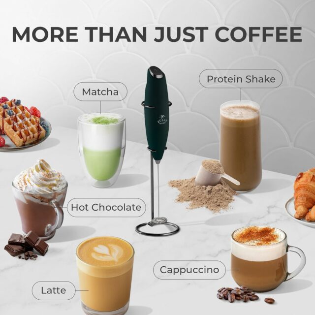 Powerful Milk Frother Handheld Foam Maker for Lattes - Whisk Drink Mixer - Coffee, Mini Foamer for Cappuccino, Frappe, Matcha & Creamer by Milk Boss (Z1 Motor Max, Jet Black)