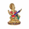 Maa Saraswati Idol Sitting with Vina, Brass, 12 inches, for Puja