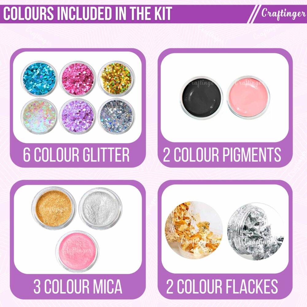 Craftinger Pro Resin Alphabet Keychain Making Kit with Moulds, 200GM Epoxy Resin, Glitter Pigments and More - Image 5