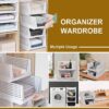 3 Pieces Wardrobe Organizer Set, Foldable & Stackable Polypropylene Closet Basket for Clothes, Cupboard Storage Solution