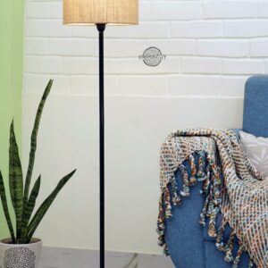 Crosscut Furniture Minimalist Design Floor Lamp (Jute Shade) LED Bulb Included, Beige