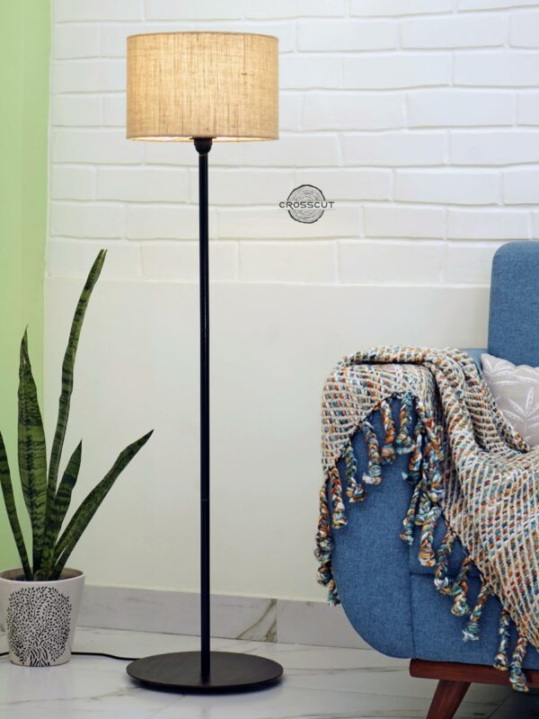 Crosscut Furniture Minimalist Design Floor Lamp (Jute Shade) LED Bulb Included, Beige