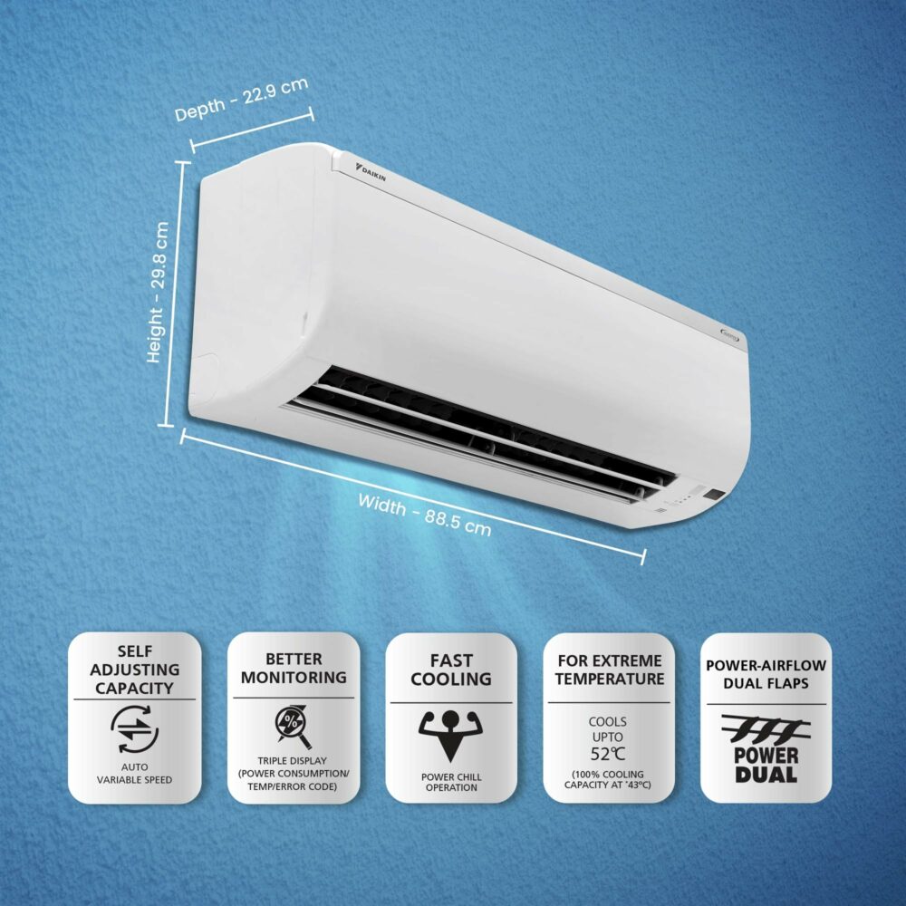 Daikin 1.5 Ton 3 Star Inverter Split AC (Copper, PM 2.5 Filter, Triple Display, Dew Clean Technology, Coanda Airflow, 2024 Model, MTKL50U, White) - Image 5