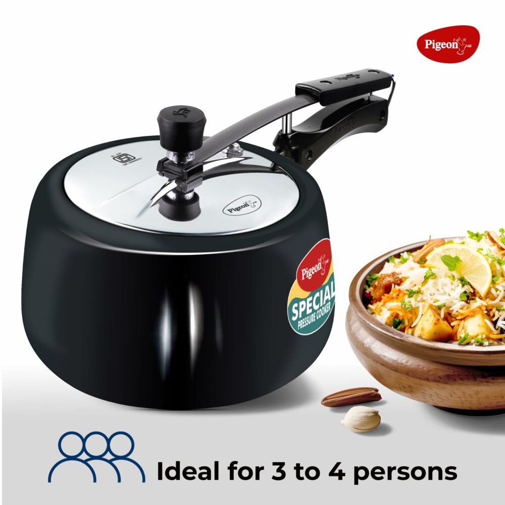 Pigeon by Stovekraft 3 Litre Special Plus Hard Anodised Inner Lid Induction Base Pressure Cooker (Black) BIS Certified - Image 2