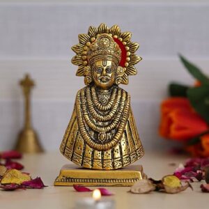 Premium Baba Khatu Shyam ji Idol Statue Showpiece for Home and Pooja Decoration | Khatu Shyam Murti for Home and Car Dashboard | Diwali Corporate Gifting (Gold, 6.5 Inches)