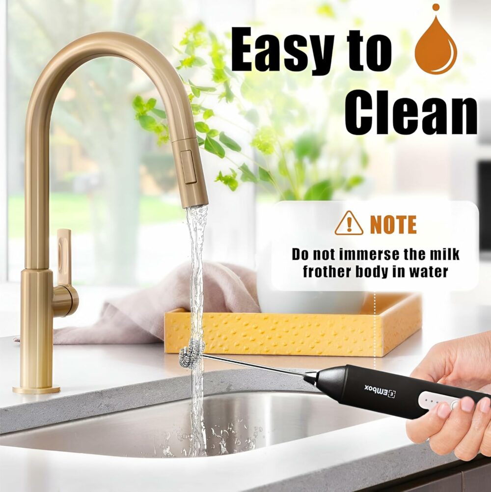 Rechargeable Milk Frother & Coffee Whisker | 3-Speed Electric Frother for Cream, Latte, Cappuccino | Egg Whisker | Stainless Steel | 6 Months Warranty | Black - Image 4