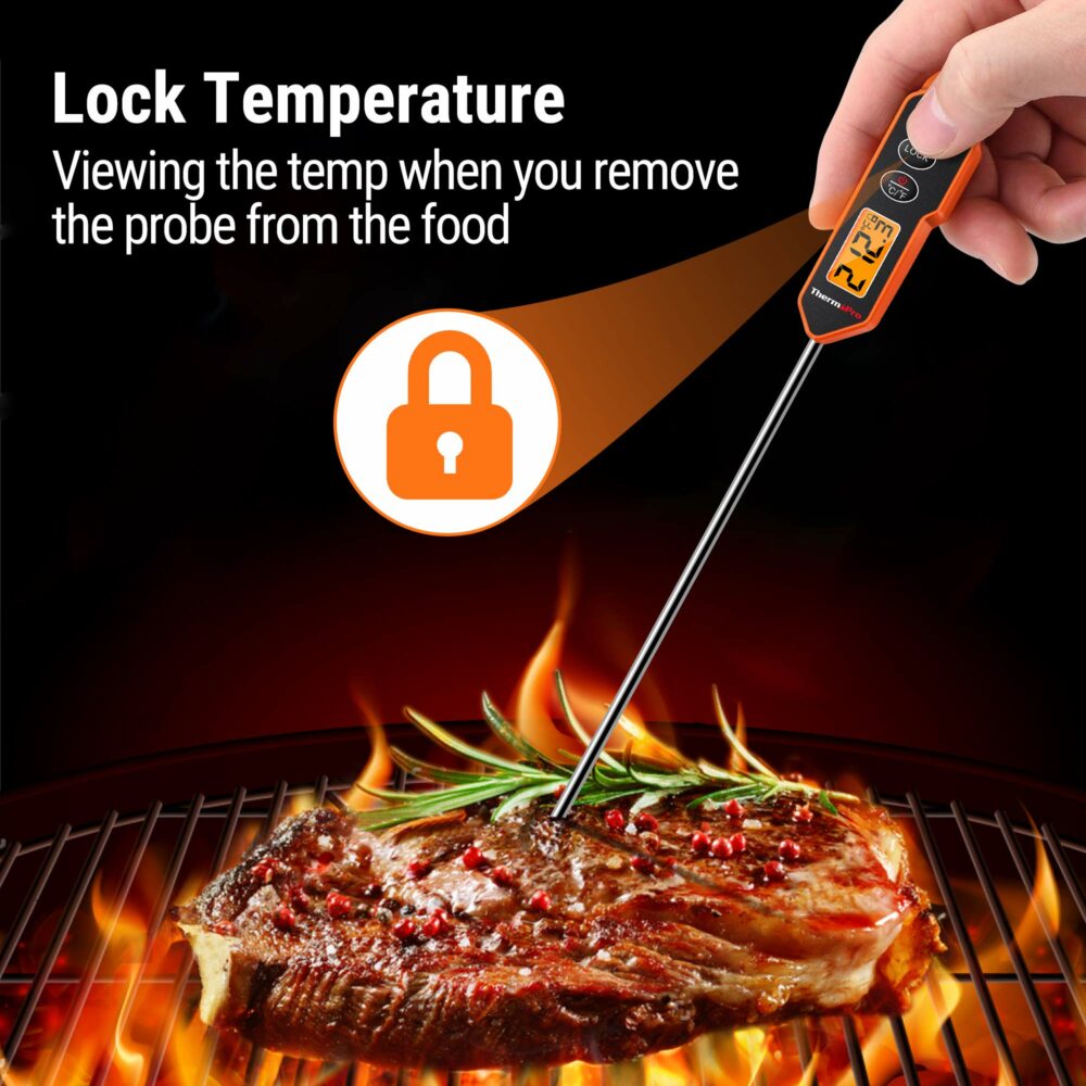 ThermoPro Plastic Digital Instant Read Meat Thermometer For Grilling Cooking Food Candy Thermometer For Bbq Smoker Grill Smoker Oil Fry Kitchen Thermometer With Backlit - Image 3