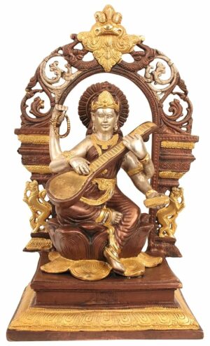 The Goddess of Music -Saraswati - Brass Statue