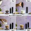 Handheld Electric Milk Frother with Rechargeable Battery and USB Charging Cable, Travel Case