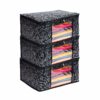LAXIS Saree Covers With Zip Non-Woven Printed Saree Cover/Saree Organizer For Wardrobe/Cloth Storage/Organizer With Transparent Window/Saree Bags Storage/Clothes Organizer (Black- Pack of 3)