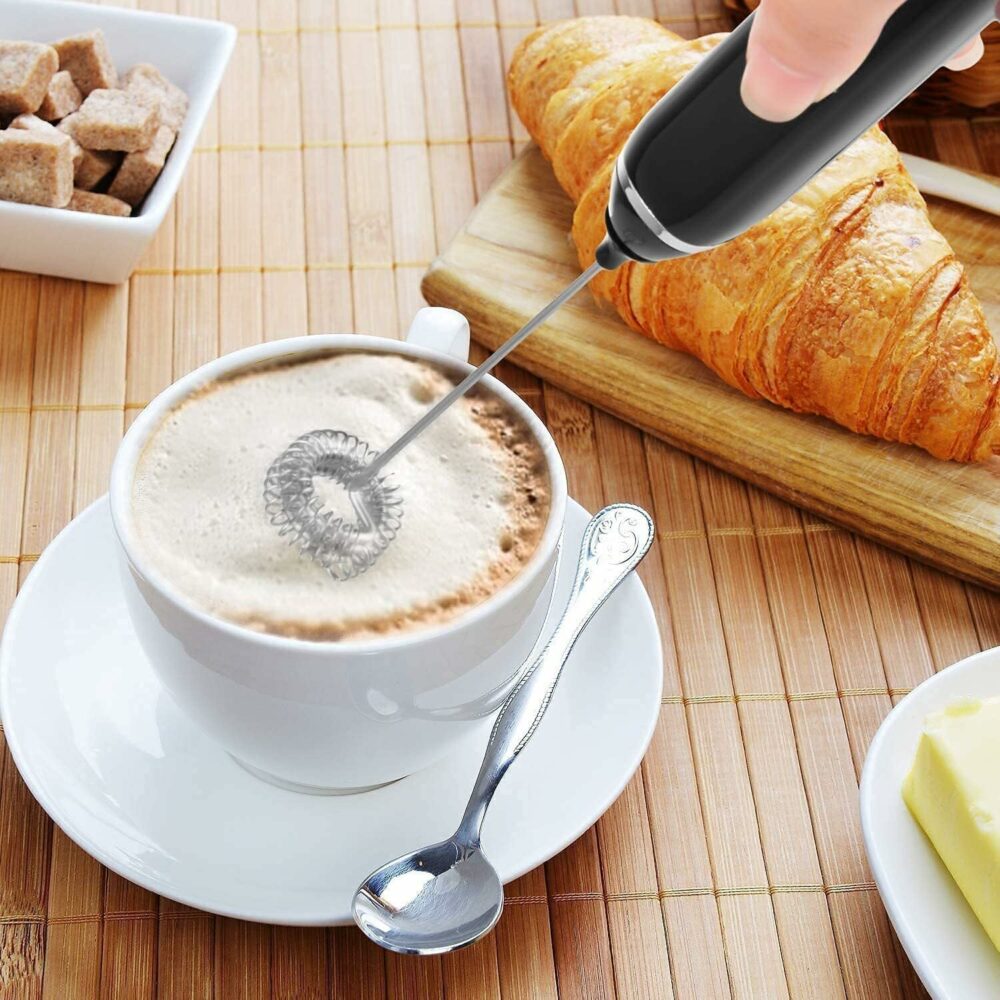 Rechargeable Handheld Milk Frother - 3-Speed Electric Foam Maker for Coffee with 2 Whisks and Coffee Decoration Tool, Coffee Frother Mixer, Stand-up Design, for Cream, Latte, Cappuccino - Image 2
