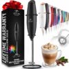 Powerful Milk Frother Handheld Foam Maker for Lattes - Whisk Drink Mixer - Coffee, Mini Foamer for Cappuccino, Frappe, Matcha & Creamer by Milk Boss (Z1 Motor Max, Jet Black)