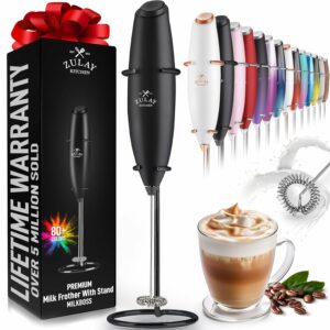 Powerful Milk Frother Handheld Foam Maker for Lattes - Whisk Drink Mixer - Coffee, Mini Foamer for Cappuccino, Frappe, Matcha & Creamer by Milk Boss (Z1 Motor Max, Jet Black)