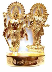 Metal Antique Lakshmi Vishnu Ji Idol Gold, Standard).