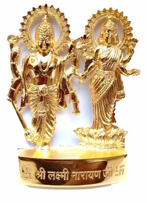 Metal Antique Lakshmi Vishnu Ji Idol Gold, Standard).