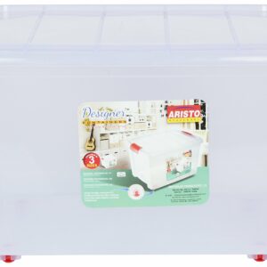 ARISTO Multipurpose Plastic Storage Container Box with Wheels 25 LTR (Clear, Transparent), (45.8 x 34 x 26 cm, Rectangular)