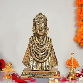 Oxidized Metal Khatu Shyam Ji Idol | Shyam Baba Murti Idol Statue Sculpture | Home Decor Idols and Figurine(9.7 x 5.7 cm)