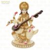 Goddess Maa Saraswati Idol on Swan Hindu Goddess of Knowledge Statue Showpiece Marble dust Figurine Big Saraswati Statue for School Office