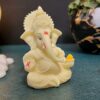 Ganesha for Car Dashboard Ganesh Statue Murti Ivory Finish Lord Ganpati Diwali Gifts Home Decor Figurine (Size: 3.5 x 2 inches) Ceramic