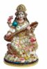 Saraswati Ji Murti | Goddess Saraswati Idol | Maa Sharda Murti | Maa Saraswati with decoration Decorative Showpiece & Idol (Pearl Colour). (H x W x D: 15cm X 10 cm X 5 cm),, Resin