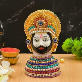 Polyresin Khatu Shyam Ji Statue | Shyam Baba Idol for Home Temple | Pooja Idols | Home Decor - Multicolor (6x3.5)(200 Grms.)