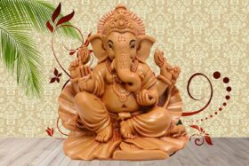 Ganesh ji Ganpati Bappa Shoeflower Idol for Car Dashboard, House Warming, Puja Ghar, Diwali, Decoration & Gifting 7 x 10 x 10 cm