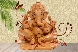 Ganesh ji Ganpati Bappa Shoeflower Idol for Car Dashboard, House Warming, Puja Ghar, Diwali, Decoration & Gifting 7 x 10 x 10 cm
