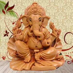 Ganesh ji Ganpati Bappa Shoeflower Idol for Car Dashboard, House Warming, Puja Ghar, Diwali, Decoration & Gifting 7 x 10 x 10 cm