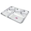 Sanskriti Exports Stainless Steel Rectangular Compartment Thali with 5 in 1 Divided Partition, Mess, Bhojan, Lunch & Dinner Plates - 13 x 10 inches